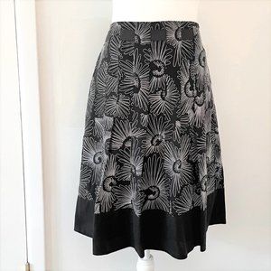 ANN TAYLOR Black White Silk Embroidered Skirt